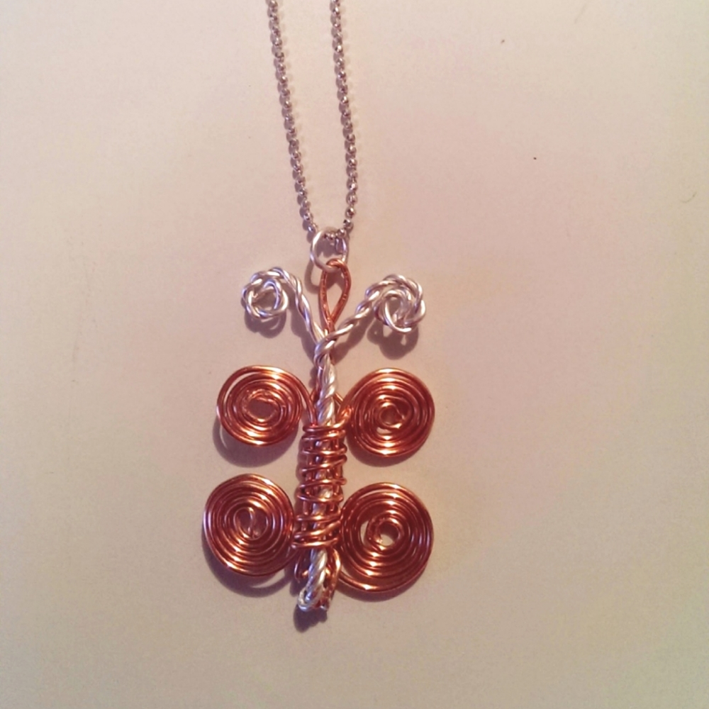 Wire butterfly for necklace